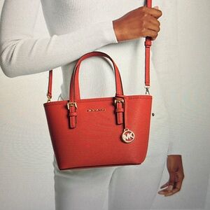 AUTHENTIC NWT JET SET TRAVEL EXTRA-SMALL SAFFIANO LEATHER TOP-ZIP TOTE BAG